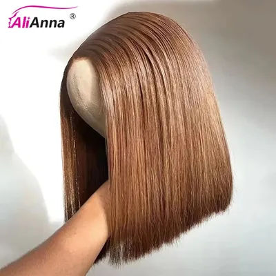 4 Brown Glueless Wig Human Hair Ready to Wear And Go Glueless Wig Human Hair Pre Cut 10-16inch Short Bob Wigs for Women 4X4 Human Hair Lace Wigs Pre-Plucked With Baby Hair No Glue Bob Wig Human Hair