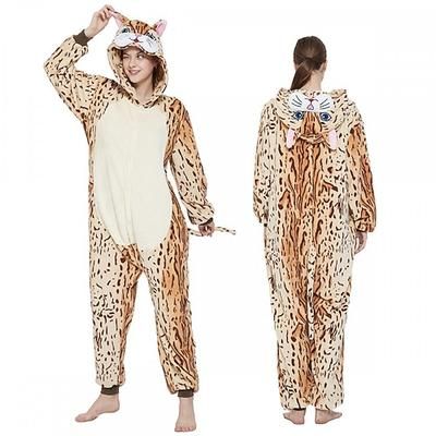 Costume di Carnevale Pigiama Kigurumi Costume di Gruppo Costume tutina Fantasia animale Leopardo Caldo Comodo Con cappuccio Pile Adulti Per uomo Per donna Unisex Halloween Carnevale Feste Performance