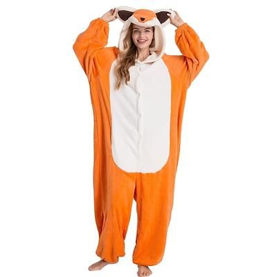 Pigiama Kigurumi Costume di Gruppo Costume tutina Fantasia animale Volpe rossa Caldo Comodo Con cappuccio Pile Adulti Per uomo Per donna Unisex Halloween Carnevale Feste Performance Abbigliamento da