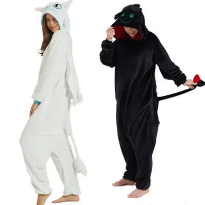 Toothless Dragon Onesie Kigurumi Cosplay Adult Unisex Flannel Pajama Anime Costume Train Your Night Funny Sleepwear Homewear