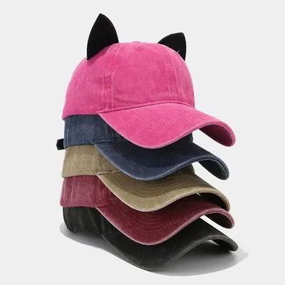Casquette de baseball oreilles de chat pour femmes et hommes, haut souple d'été, chapeau personnalisé pour couple d'étudiants, hip hop streetwear