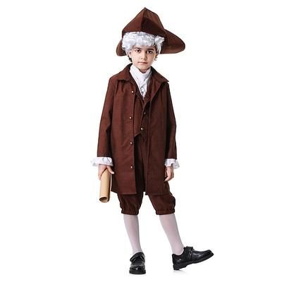 250° anniversario USA Rococò Barocco Abiti Lunghe George Washington Coloniale Guerra rivoluzionaria Costume Ragazzi Carnevale Giorno dell'Indipendenza 4 luglio Bambini Cappotto Pantaloni Colletto
