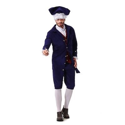 250° anniversario USA Rococò Barocco Abiti Lunghe George Washington Coloniale Guerra rivoluzionaria Costume Per uomo Carnevale Giorno dell'Indipendenza 4 luglio Adulti Cappotto Pantaloni Colletto