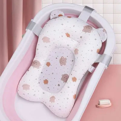 Baby Shower Bath Tub Mat Infant Foldable Support Bath Body Cushion Cartoon Non-Slip Soft Newborn Bathtub Pad Baby Tubs Pillow