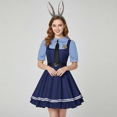 Detective degli animali Coniglietto Donna di polizia Costume Cosplay Abiti Film d'avventura Cosplay Costumi a Tema Film e TV for Per donna Ragazze Adulti Bambini Halloween Carnevale Performance