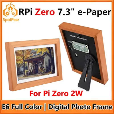 Raspberry Pi Zero Pi0 2W Digital Photo Frame 7.3 inch E6 Full Color E Paper Ink Calendar Art Poster RPi Zero-PhotoPainter