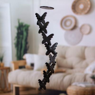 'Fantasy-Inspired Hand-Carved Black Onyx Butterfly Mobile'