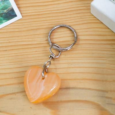 'Artisan-Made Hand-Carved Heart-Shaped Orange Onyx Keychain'