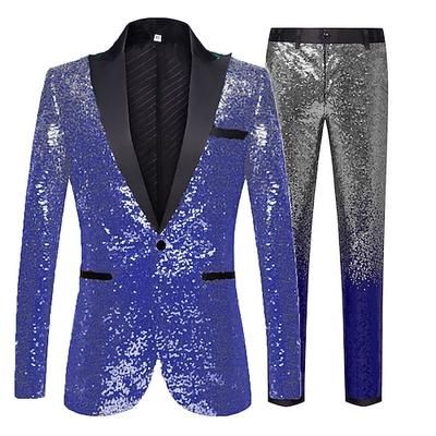 Disco Anni '80 Pantaloni Abiti Completi Blazer Lunghe Paillettes Costume Per uomo Costume di Carnevale Halloween Carnevale Mascherata Club Parata dell'Orgoglio Mese dell'orgoglio Adulti Cappotto