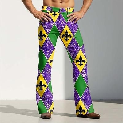 Martedì grasso Per uomo Carnevale Maschera con piume Giglio Pantaloni Pantaloni da discoteca Pantaloni a zampa d'elefante anni '60 e '70 Misura del girovita medio Vintage Retrò Feste Ferie Tasche