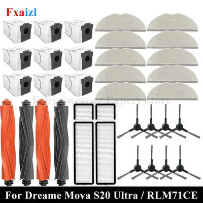 For Dreame Mova S20 Ultra / RLM71CE Consumables Roller Side Brush Filter Mop Dust Bag Robot Vacuums Accessories Spare Part