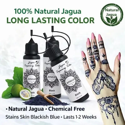 1/3pcs natural Jagua tattoo gel, temporary deep tattoo, suitable for body painting, blue-black color lasts 1-2 weeks, pure plant