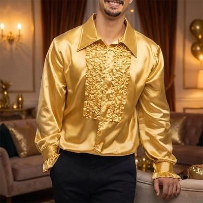 Retrò Vintage Anni '70 Rave Camicia Disco Volant Costume Per uomo Halloween Carnevale Festival Musicale Parata dell'Orgoglio Mese dell'orgoglio Adulti Camicia