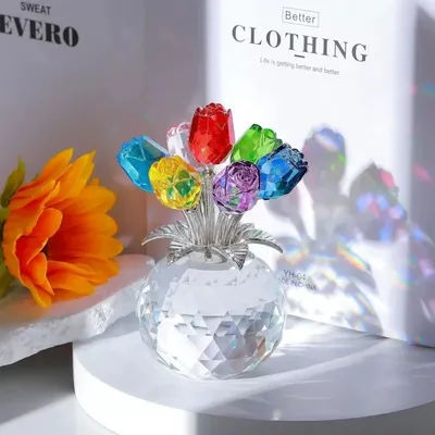 Simulated Colored Rose Bundle - Crystal Eternal Rose, Perfect Decorative Gift for Anniversary, Mother's Day & Valentine's Day
