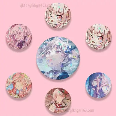 Akiyama M-Mizuki 58mm Cartoon Badge Stage Brooches on Backpack Clothes Handmade Round Enamel Pins for Jewelry Gift Bag Accessory