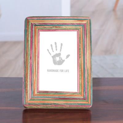 Memorable Colors,'Multicolor Painted 4x6 Mango and Haldu Wood Photo Frame'