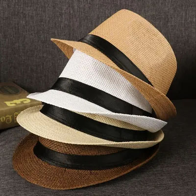 Casquette de soleil de plage unisexe, casquette d'été en paille à large bord, Panama, robe de Jazz décontractée, chapeau de Cowboy Fedora, casquette Gangster
