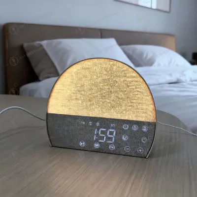 2026 new fabric wake-up light alarm clock bedside sleeping light bluetooth speaker clock radio countdown white noise