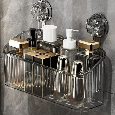 Suction Cup Storage Rack Bathroom Toilet Shelves No Need To Punch Holes Wash Basin Toiletries Cosmetic Storage Box