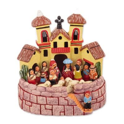 Golden Town,'Ceramic Christmas Nativity Scene Handcrafted in Peru'