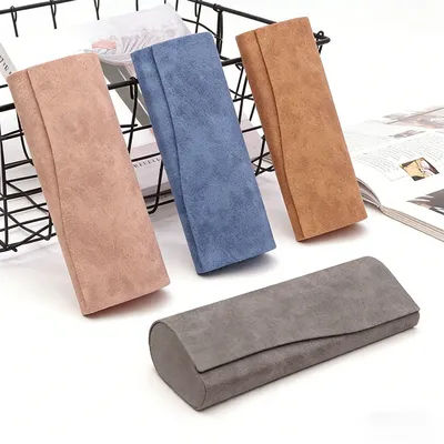 Hard-shell Spectacle Case Men Women Glasses Case PU Leather Portable Anti-extrusion Sunglasses Storage Box Folding Eyewear Pouch