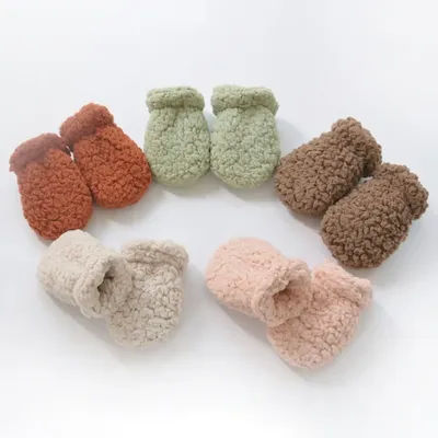 Winter Soft Kids Gloves Solid Thicken Baby Full Finger Mittens Newborn Gloves Fleece Outdoor Toddler Hand Warmer Accessories