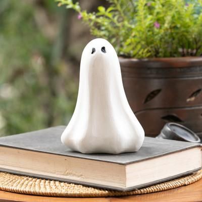 Lonely Ghost,'Halloween-Themed Distressed Wooden Ghost Sculpture'