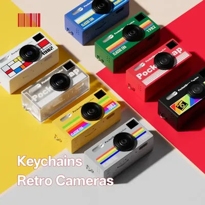 Retro Keychain Thumb Camera Pocket Snap Keychain Bag Charm Backpack CCD Digital Camera with 1080P HD Video Recording Mini