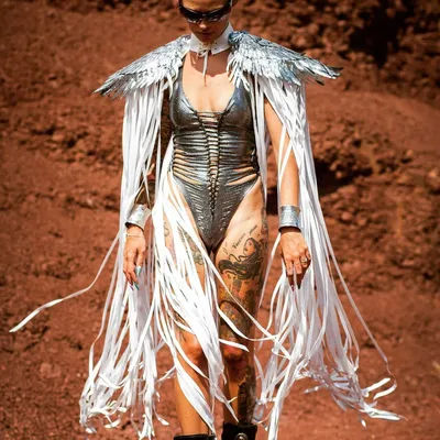 Unisex sequin winged fringe shawl cape cosplay beach party outfit swimwear accessories street fashion beach summer Y2K 2025