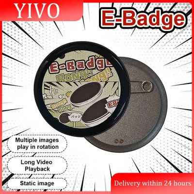 Smart Cyber Badge 1.7-inch HD Display Fully New Bluetooth Electronic Display Screen HD Text Digits Pattern Display Badge