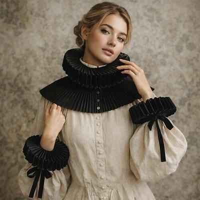Vintage Rococò Vittoriano Colletto increspato Principessa Gentildonna Pieghettato Costume Per donna Carnevale Halloween Fiera Rinascimentale Adulti Altri Accessori