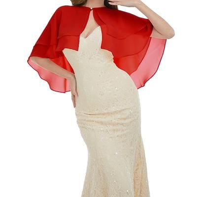 Coprispalle Scialli della Madre Scialli della Sposa Mantella Elegante Signore Veli Trasparenti Senza Maniche Chiffon Stole da matrimonio Con Colore puro Per Quotidiano Estate