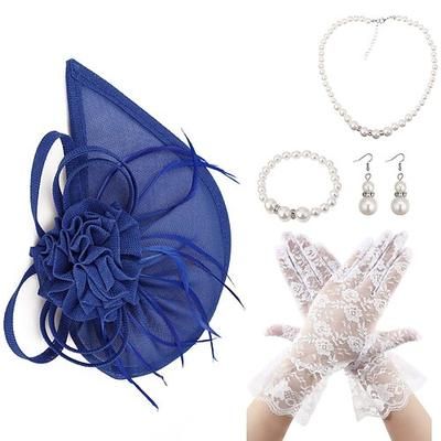 Derby Guanti Collana Cappello Fascinator Gentildonna Costume Per donna Mascherata Ascot Festival delle corse di cavalli Adulti Copricapo