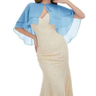 Coprispalle Scialli della Madre Scialli della Sposa Mantella Elegante Signore Veli Trasparenti Senza Maniche Chiffon Stole da matrimonio Con Colore puro Per Quotidiano Estate