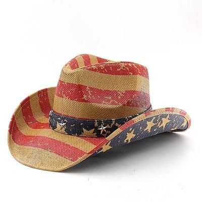 250° anniversario USA Retrò Vintage Far West Cappello da Cowboy Cappello da cowgirl Costume Unisex Mascherata 4 Luglio Feste Giorno dell'Indipendenza Adulti Cappello