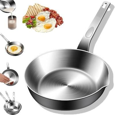 Mini padella per uova in acciaio inox 316 con beccuccio, piccola padella per frittate per burro e salse, compatibile con fornelli a gas e a induzione, solo lavaggio a mano