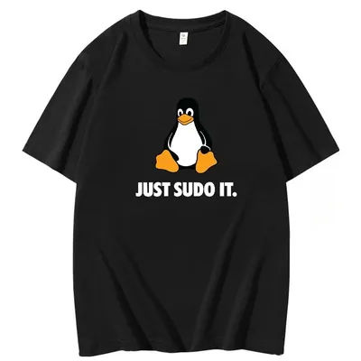Just Sudo It TShirt Funny for Men Linux Operating System Penguin Clothing Style Tops Short Sleeve T-Shirts Summer Breathable Top