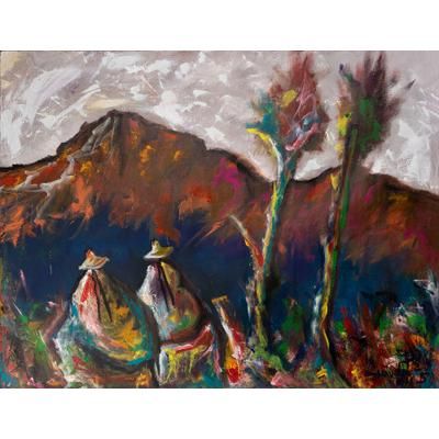 Path of the Daughters of...,'Abstract Expressionist Modern Acrylic Landscape of the Andes'