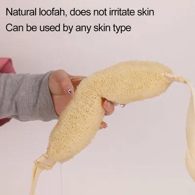 Natural Loofah Skin Scrubbing Towel Shower Spa Massage Bath Brush Scrubber Sponge Back Strap Bath Scruber