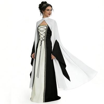 Medievale Rinascimento Vestito Mantello Abito Strega Nobile Abiti reali Costume Per donna Celtico Fantasia Halloween Carnevale Performance LARP Fiera Rinascimentale Adulti Vestito