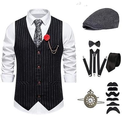 Anni Ruggenti Anni 1920 Retrò Vintage Cappello Abiti Gilet Il grande Gatsby Gentiluomo Moda Costume Per uomo Natale Halloween Carnevale Balli di fine anno Addio al Nubilato Festival Adulti Cravatta