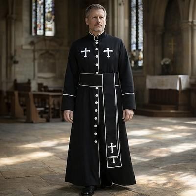Retrò Vintage Religioso Medievale Lunghezza al pavimento Vestaglia Lunghe Prete Collo alla coreana Costume Unisex Halloween Carnevale Mascherata Fiera Rinascimentale LARP Adulti Cappotto