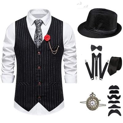 Anni Ruggenti Anni 1920 Retrò Vintage Cappello Abiti Gilet Il grande Gatsby Gentiluomo Moda Costume Per uomo Natale Halloween Carnevale Balli di fine anno Addio al Nubilato Festival Adulti Cravatta