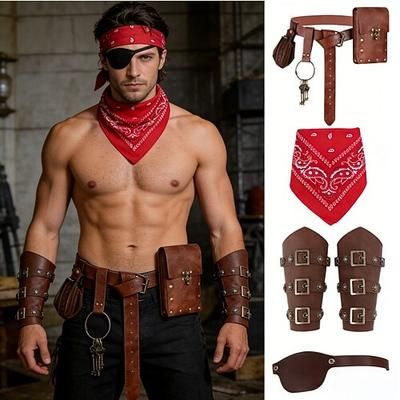 Medievale Rinascimento Costume di fantasia Accessori Pirata Vichingo Costume Per uomo Vichingo Costumi da pirata Halloween Carnevale Performance LARP Fiera Rinascimentale Adulti Braccialetto Cintura