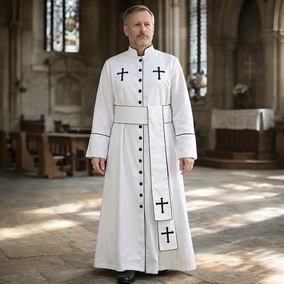 Retrò Vintage Religioso Medievale Lunghezza al pavimento Vestaglia Lunghe Prete Collo alla coreana Costume Unisex Halloween Carnevale Mascherata Fiera Rinascimentale LARP Adulti Cappotto