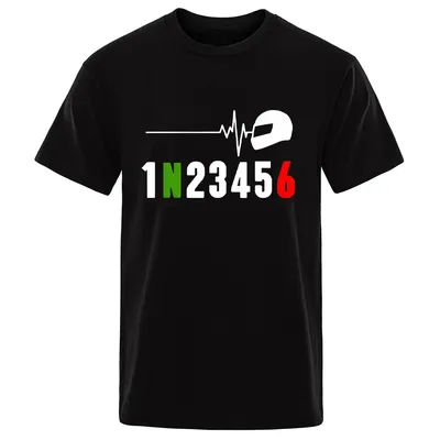 1N23456 Motorcycle Gear Heartbeat T Shirt Men Tee Shirt Mountain Rider Moto Bike T Shirts Men Women T-Shirt Short Sleeve Tops