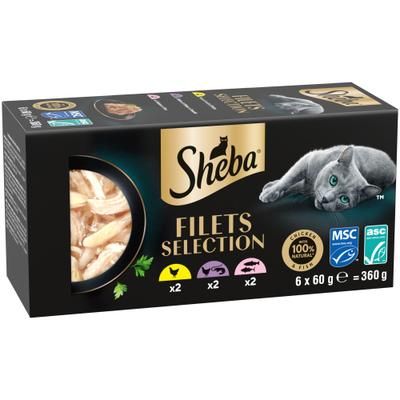 6x60g Fillets Selection Fillets in Gravy Trays Sheba Wet Cat Food