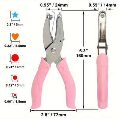 1PC Cute Metal Handheld Paper Punch Scrapbooking Clothes Single Hole Punches Star Heart Circle Hole DIY Craft Shape Cutter