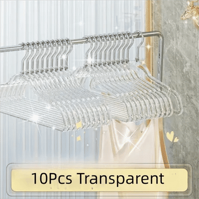 10Pcs Thickened Transparent Glitter Hangers Non-slip Non-scratch Clothes Drying Rack Space Saving Non-marking Trouser Rack