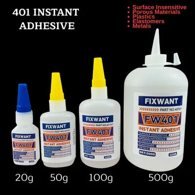 1-5 Bottles 401 Instant Adhesive Strong Super Glue Universal for Surface Insensitive Plastics Elastomers Metals 20/50/100/500g